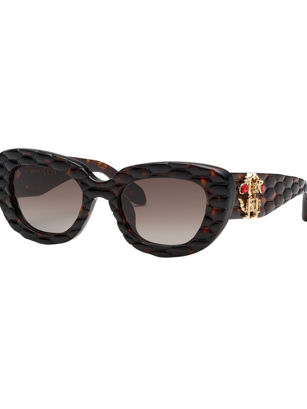 Roberto Cavalli Tortoiseshell Sunglasses with Gold & Red Temple Detail